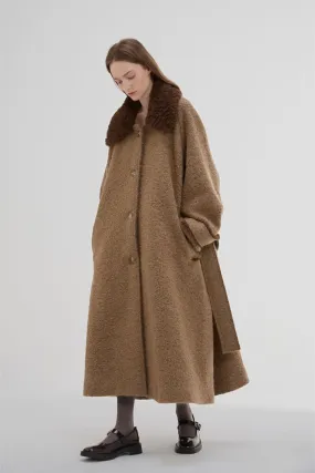 Convertible Faux Fur Collar Overcoat