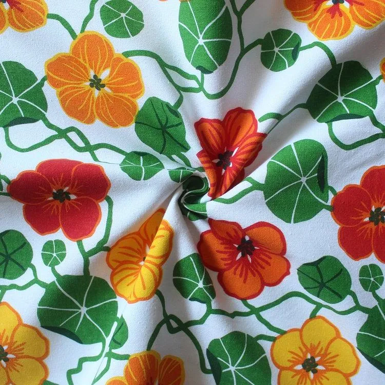 Cotton Green and Orange Flower With Red Piping Oven Gloves Pack Of 2