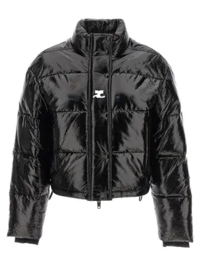 COURREGÈS Glossy Vinyl Quilted High-Neck Puffer Jacket