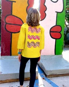 Couture Cut Peace Jacket Citron And Rainbow Swirl Long