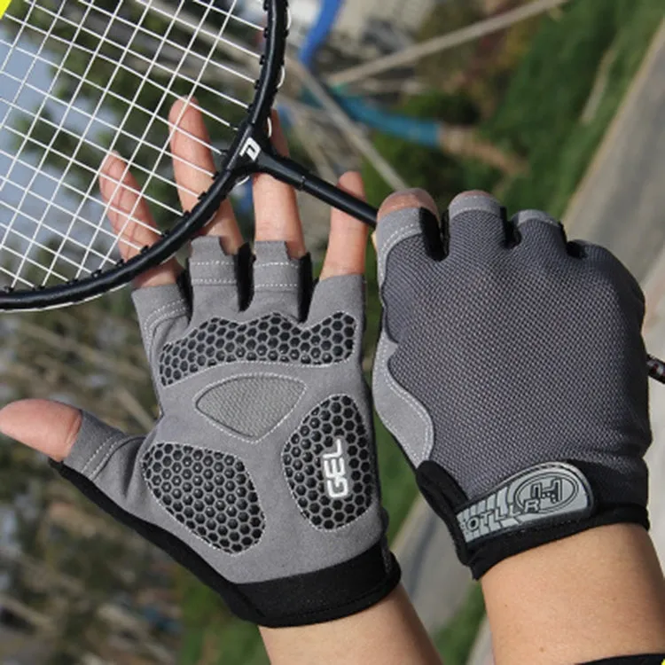 Cycling Shock Absorbing Anti-Slip Gloves Fitness Weight Lifting Training Half-finger Gloves, Size:XL(Grey)