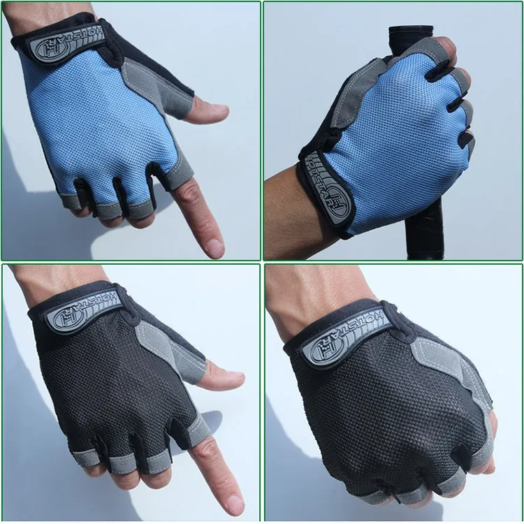 Cycling Shock Absorbing Anti-Slip Gloves Fitness Weight Lifting Training Half-finger Gloves, Size:XL(Grey)