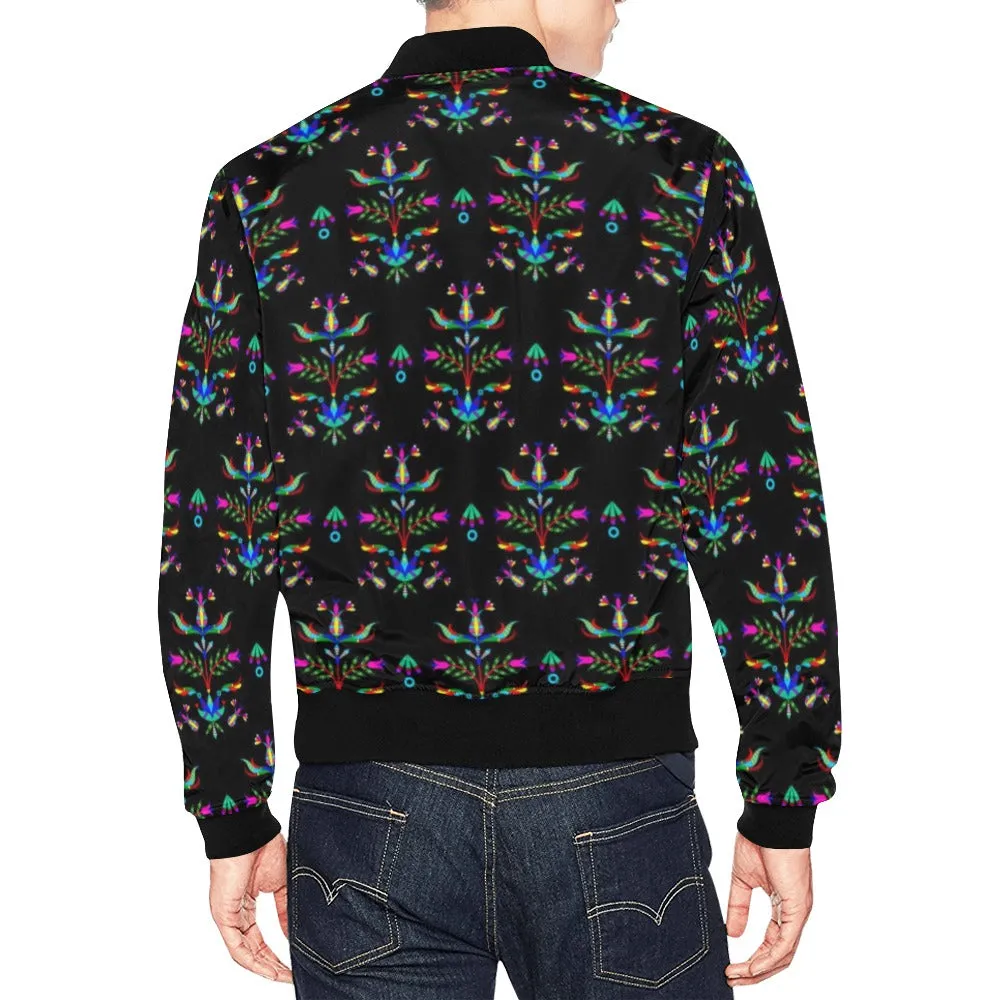 Dakota Damask Black All Over Print Bomber Jacket for Men