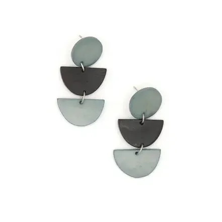 Dark Half Moon Stacked Earrings