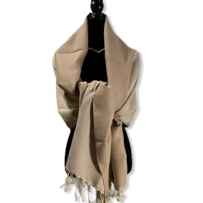 Diamond Handwoven Cotton Shawl - Beige & Off-white