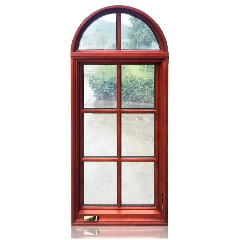 Doorwin 2021-American casement window grill design wooden crank open outward arched top window by Doorwin on Alibaba