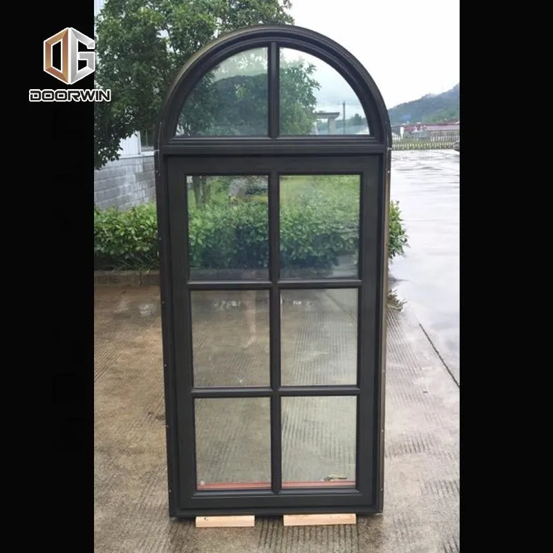 Doorwin 2021-American casement window grill design wooden crank open outward arched top window by Doorwin on Alibaba