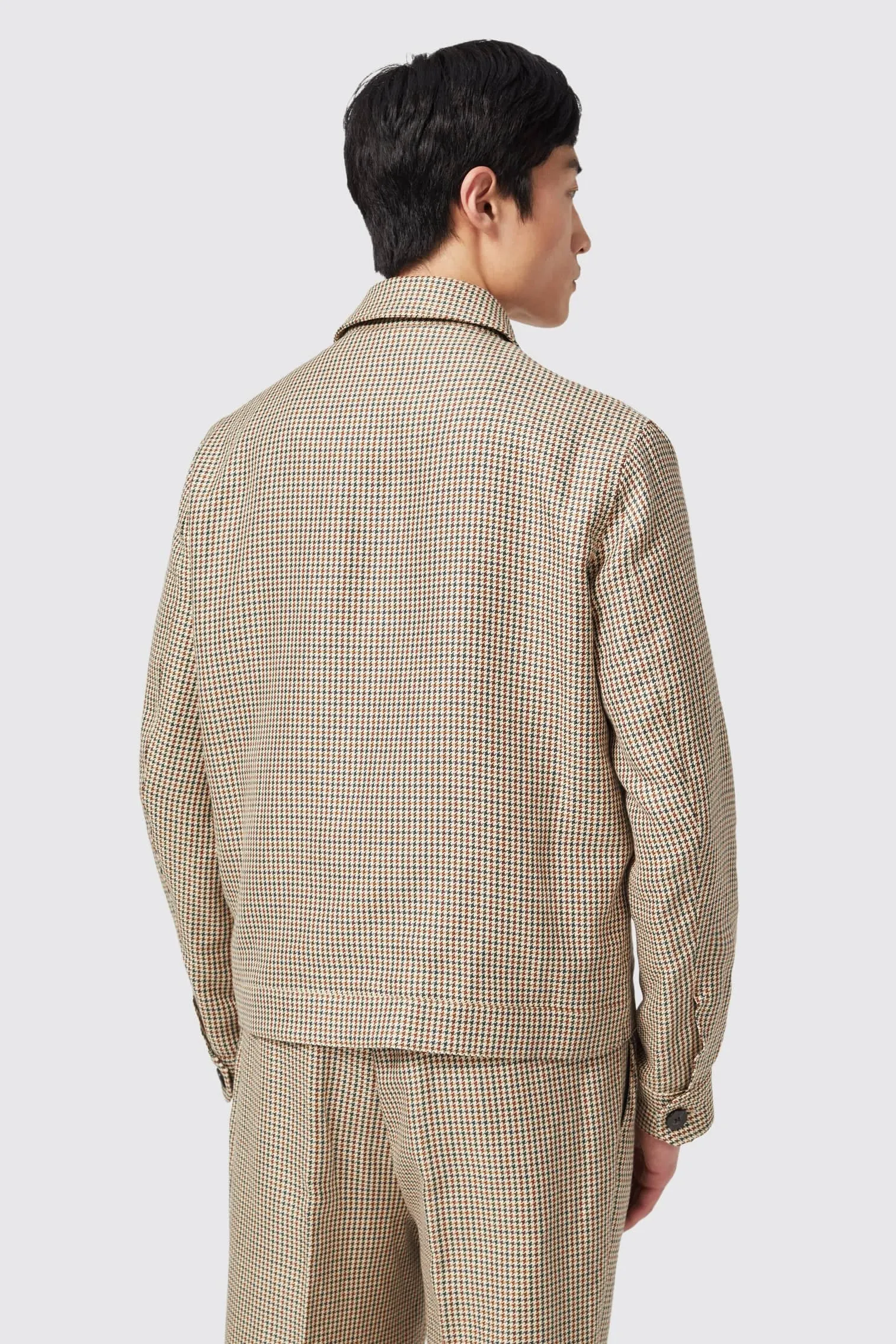 Dover Tailored Fit Neutral Puppytooth Cotton Co-ord Jacket - ARCHIVE