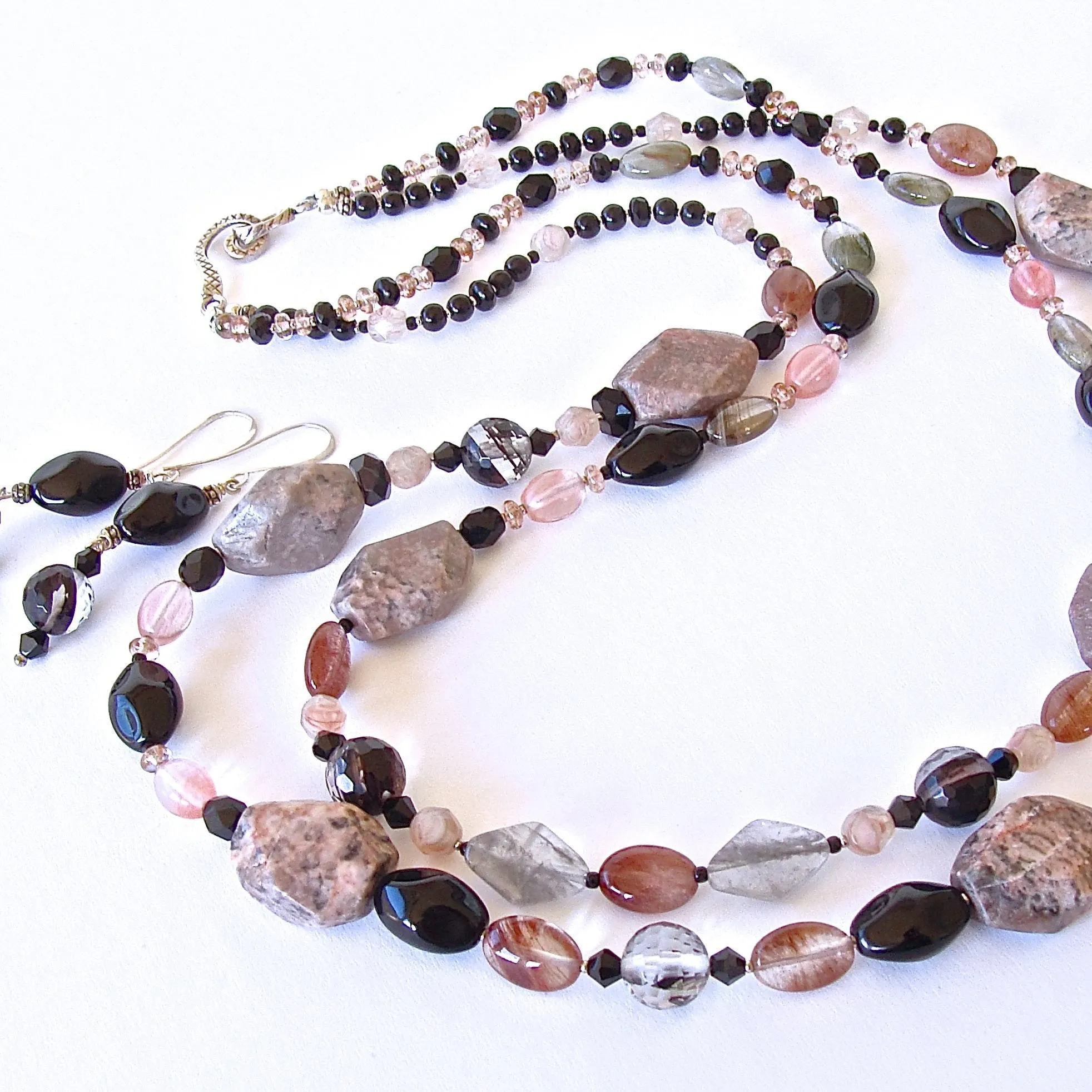 Duet: Pink Zebra Jasper Necklace Set