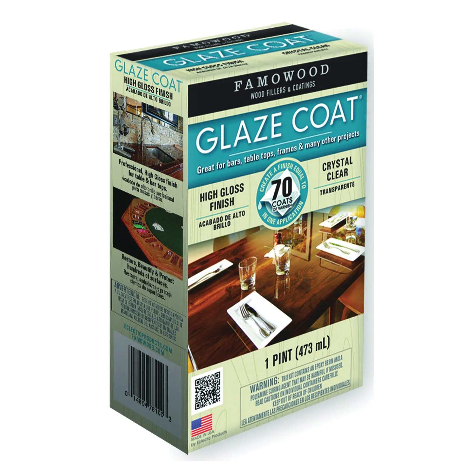 ECLECTIC 5050060 Glaze Epoxy Coating, Liquid, Slight, Clear, 1 pt Container