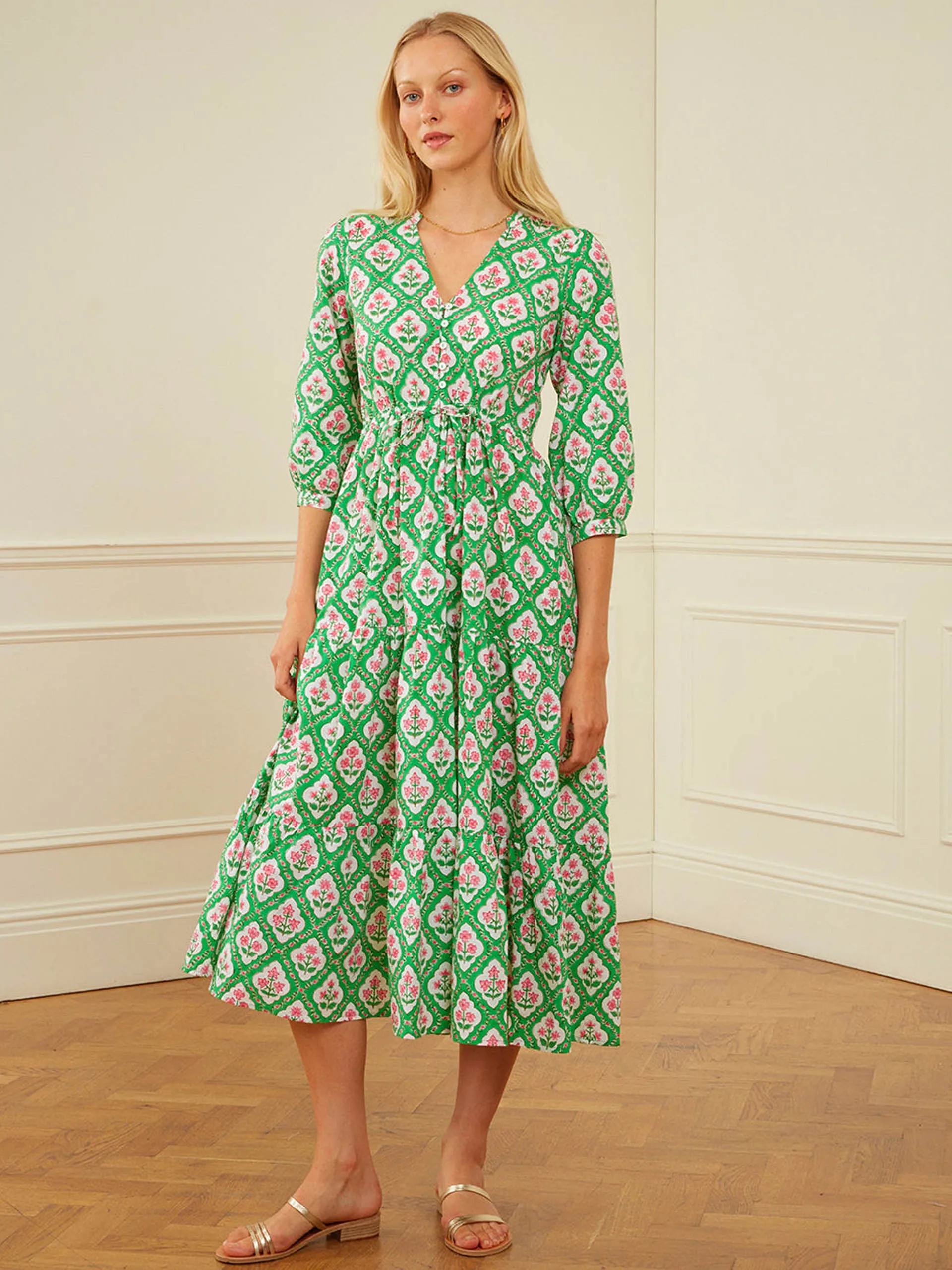 Emerald trellis maria dress