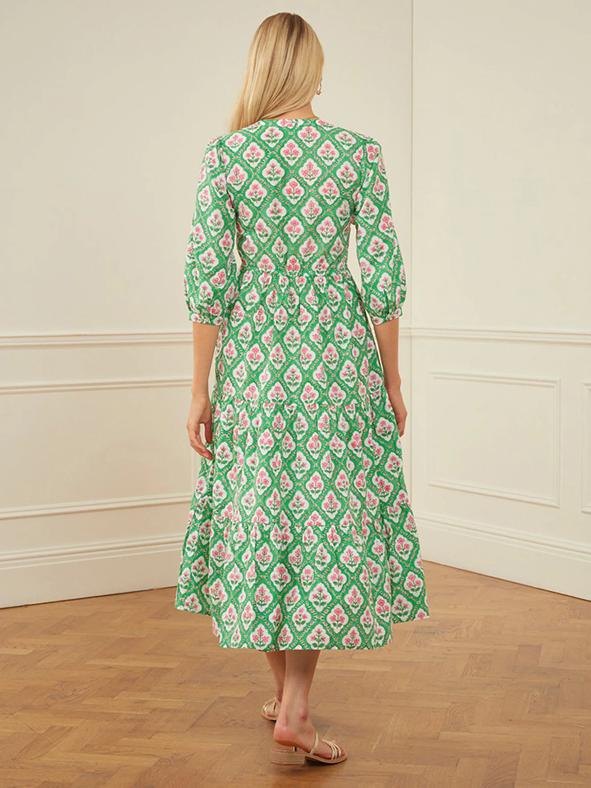 Emerald trellis maria dress