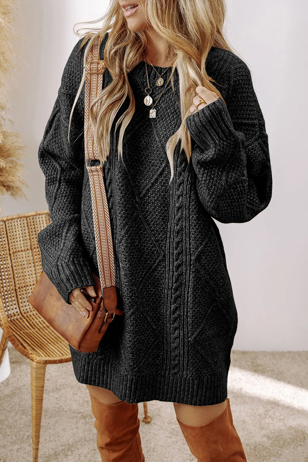 Fall Sweater Dress - Black