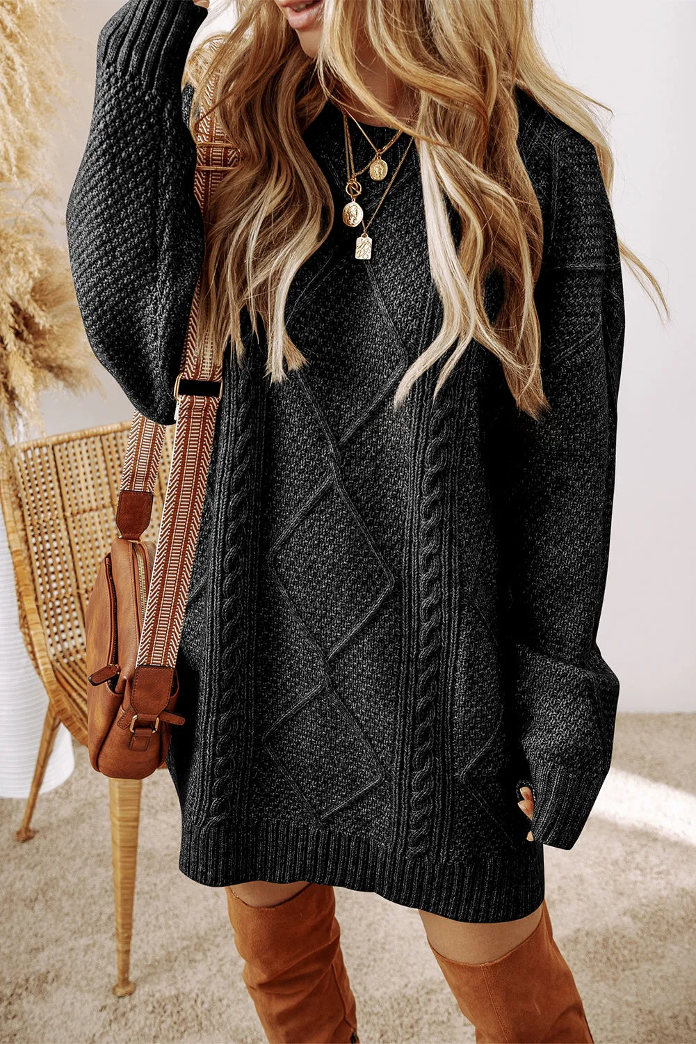 Fall Sweater Dress - Black