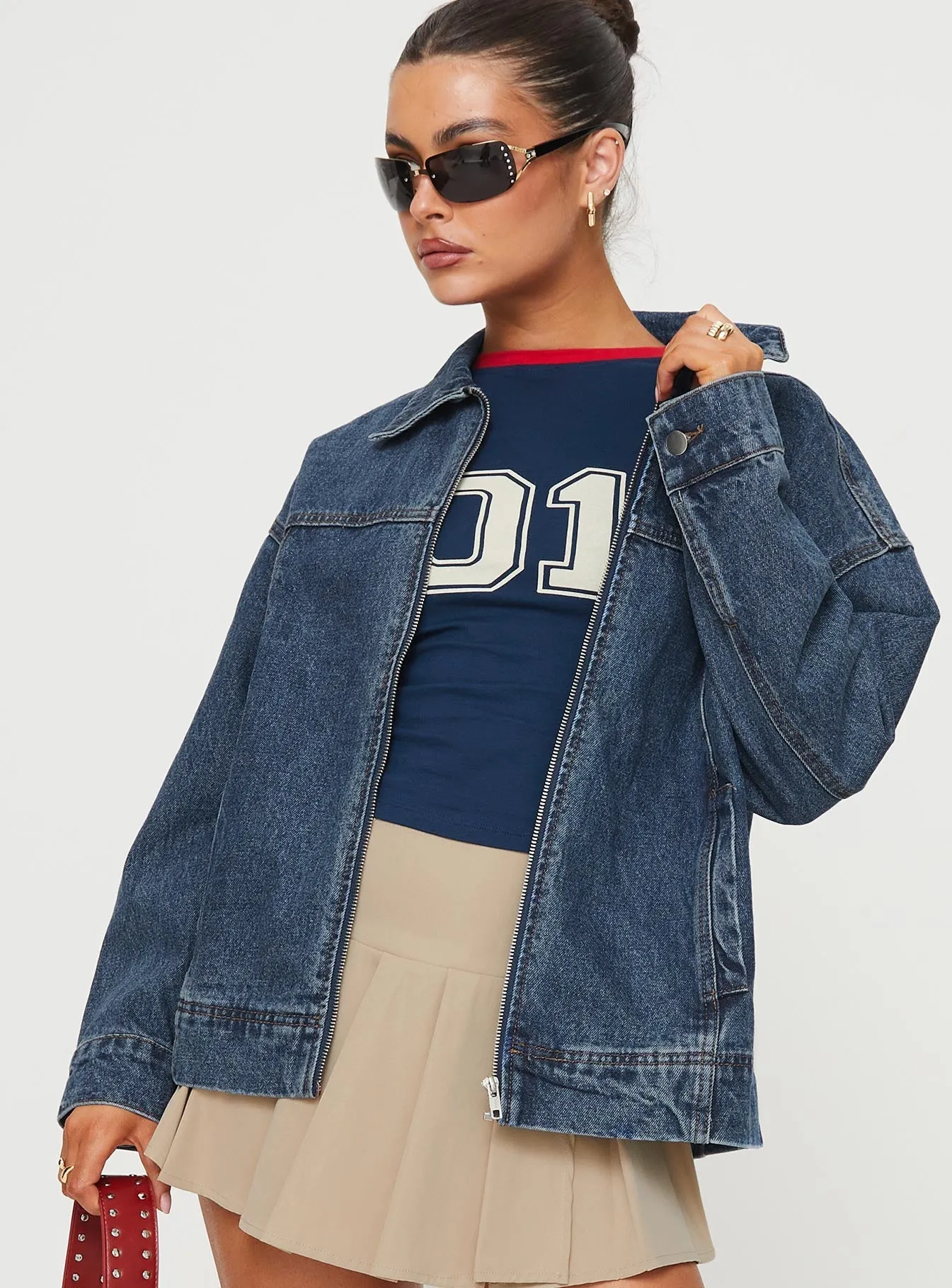 Fashionkova Goldsmith Denim Bomber Jacket Mid Wash