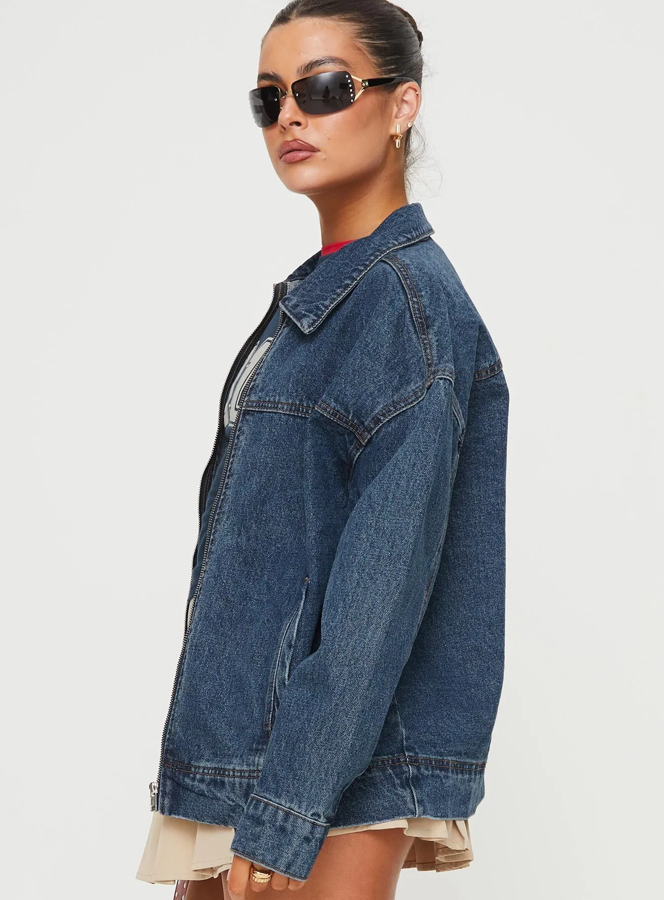 Fashionkova Goldsmith Denim Bomber Jacket Mid Wash