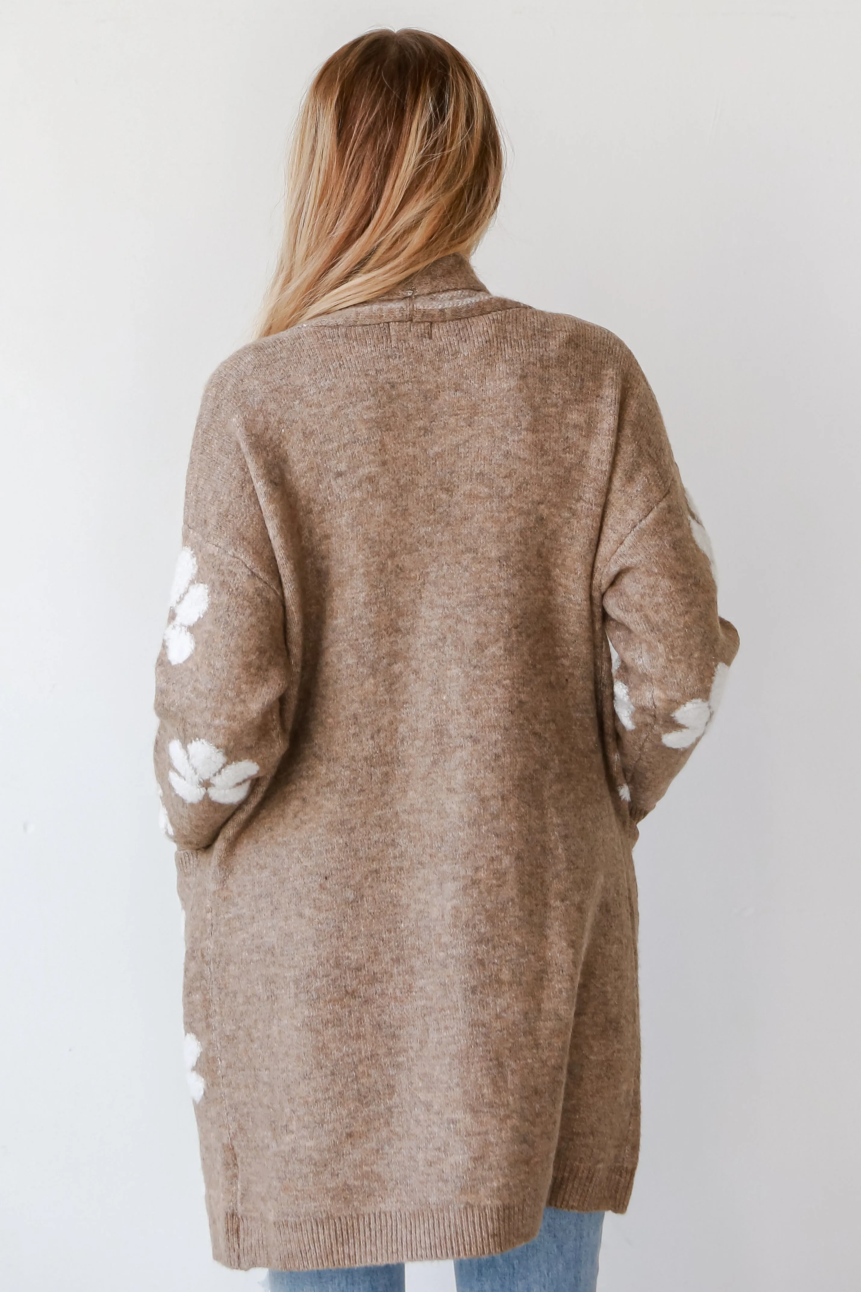 FINAL SALE - Beautiful Persona Mocha Floral Sweater Cardigan