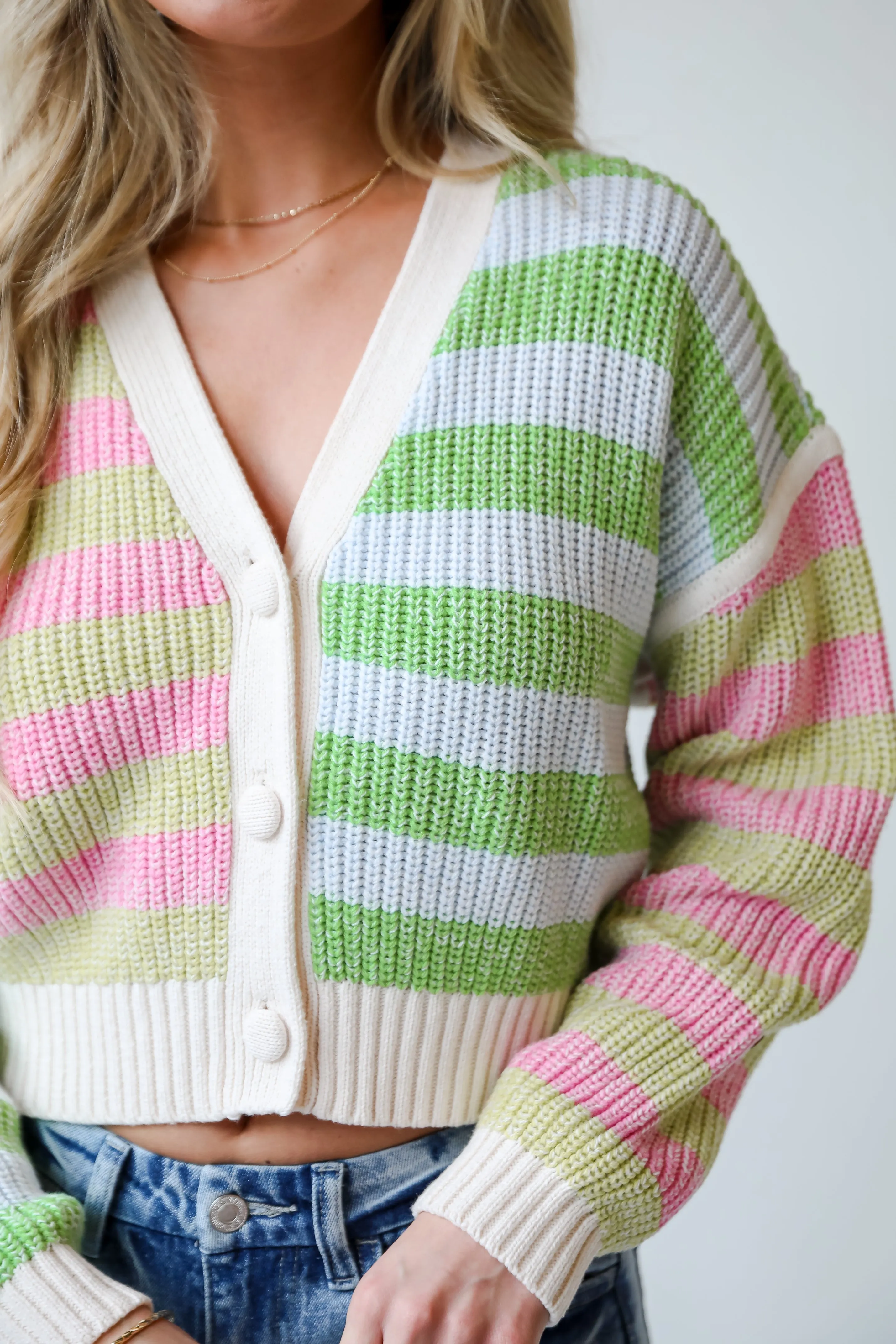 FINAL SALE - Remarkably Cute Striped Color Block Knit Cardigan