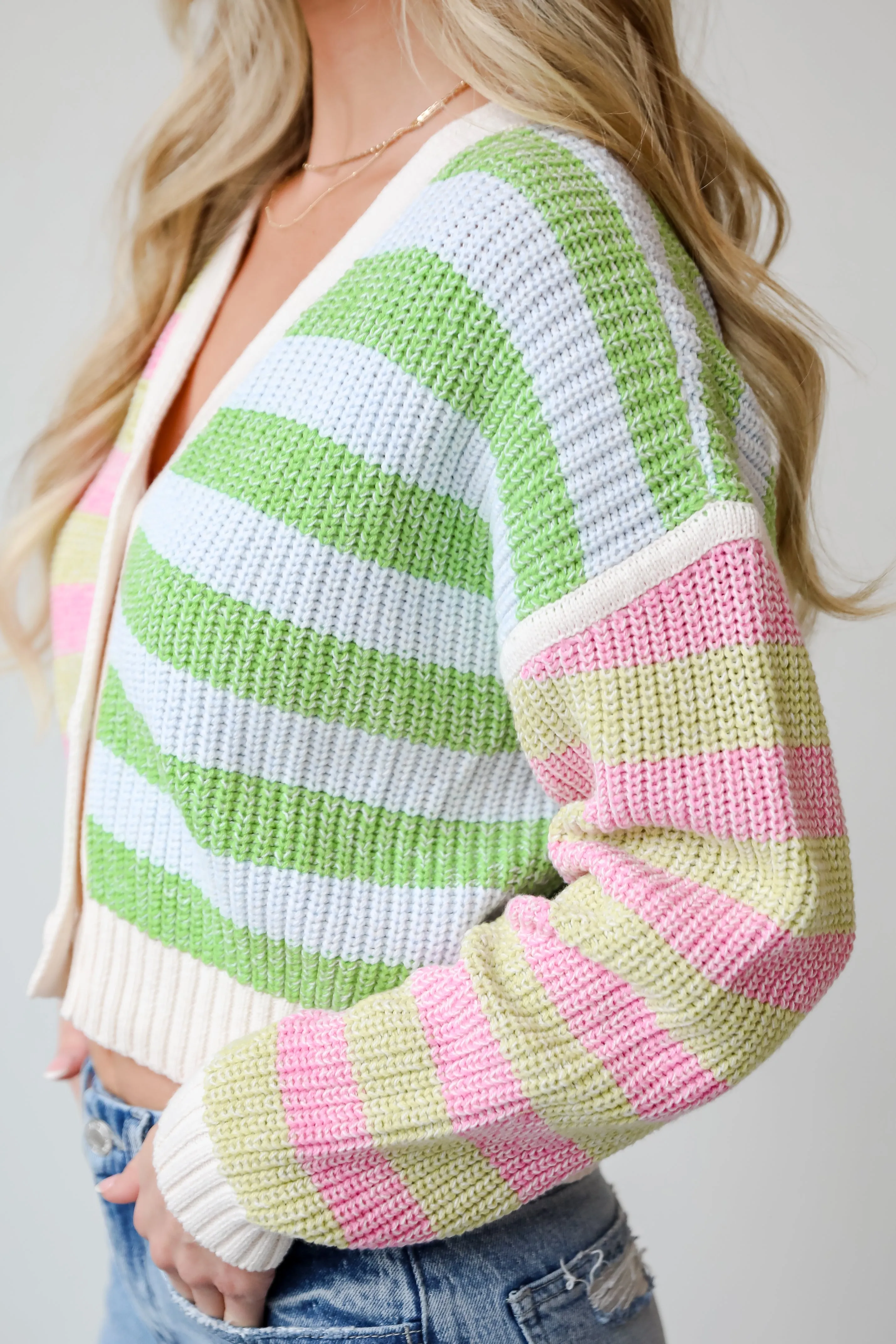 FINAL SALE - Remarkably Cute Striped Color Block Knit Cardigan