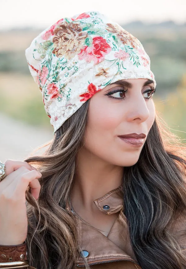 Floral & Lace Beanie