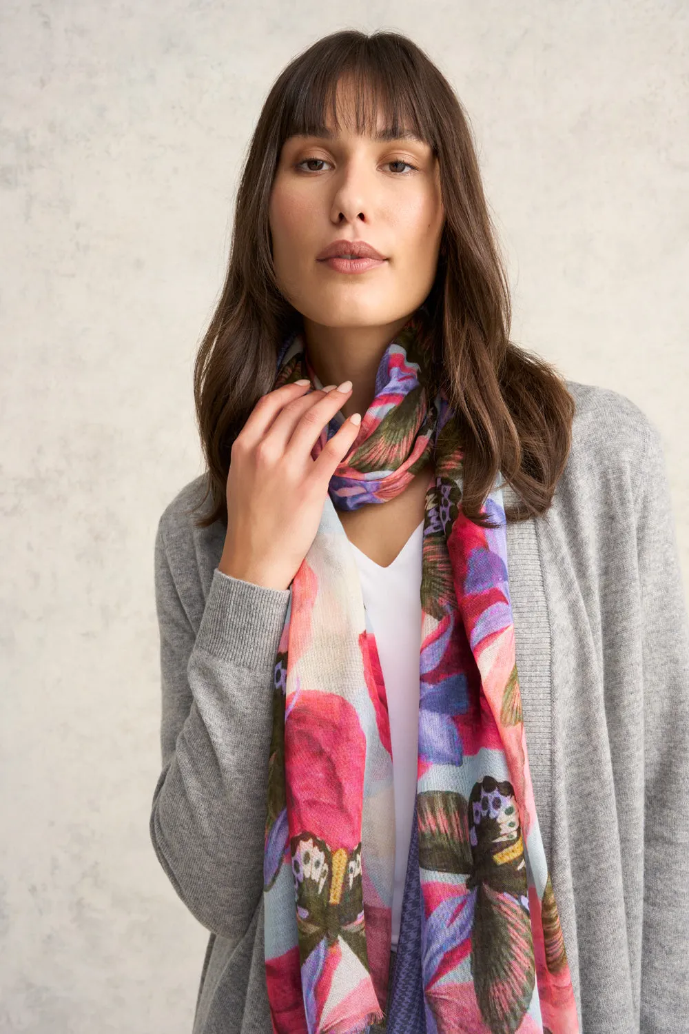 Floral Checks Butterfly Scarf