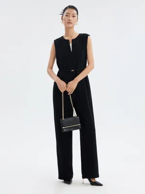 Full Length Triacetate Sleeveless Jumpsuit