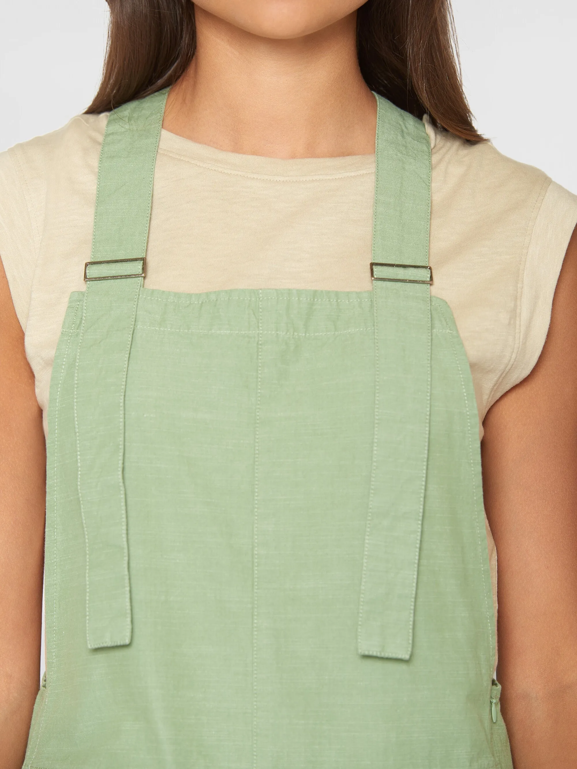 GALE straight slub yarn jumpsuit - GOTS/Vegan - Shale Green