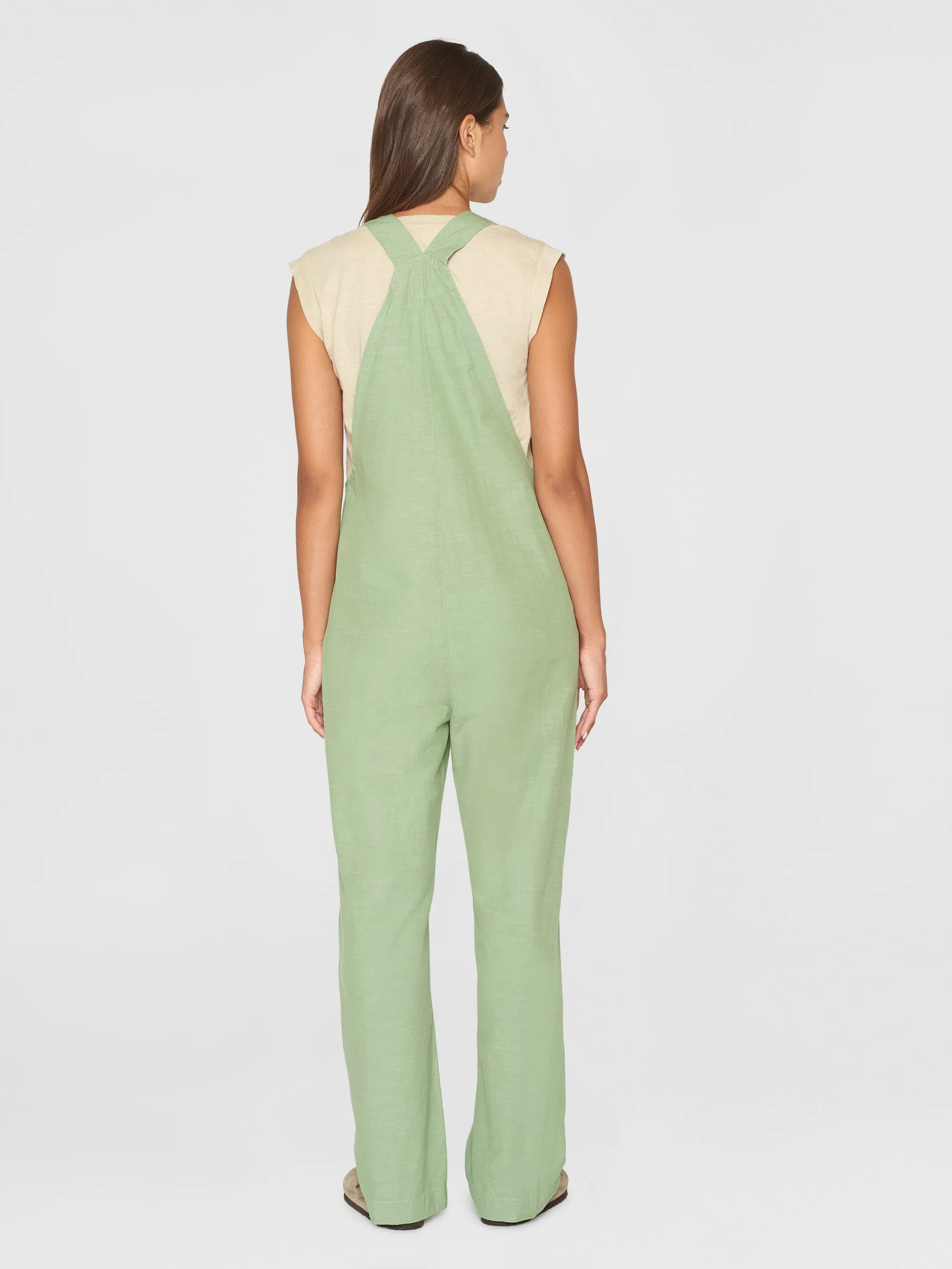 GALE straight slub yarn jumpsuit - GOTS/Vegan - Shale Green