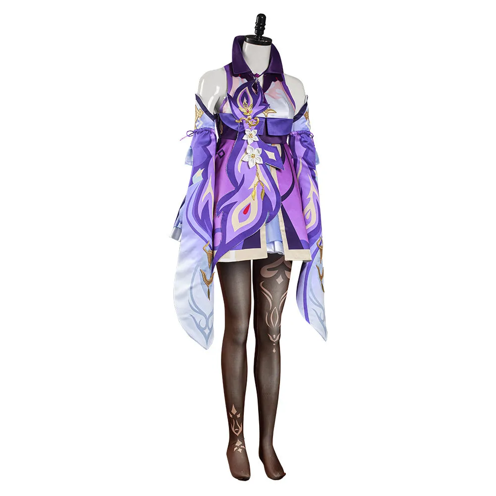 Genshin Impact Keqing Dress Outfits Halloween Carnival Suit Cosplay Costume