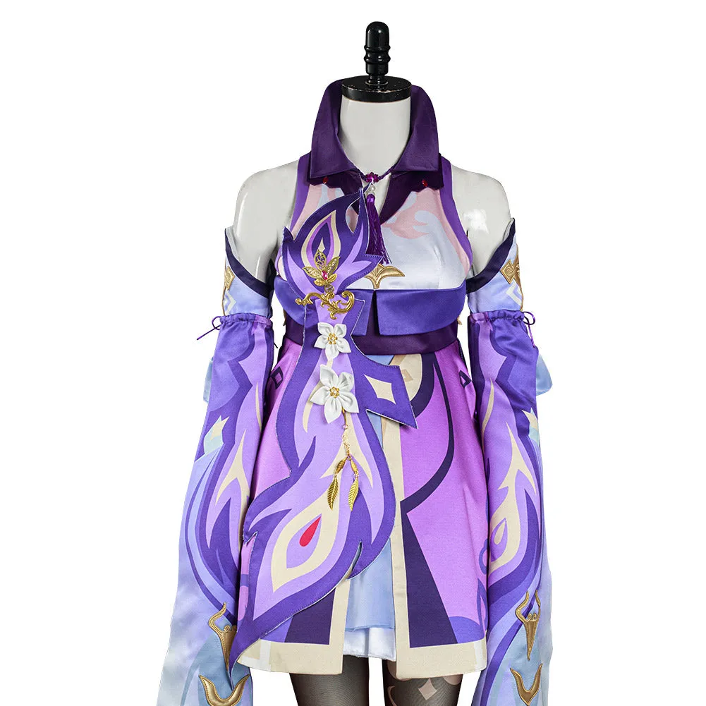 Genshin Impact Keqing Dress Outfits Halloween Carnival Suit Cosplay Costume