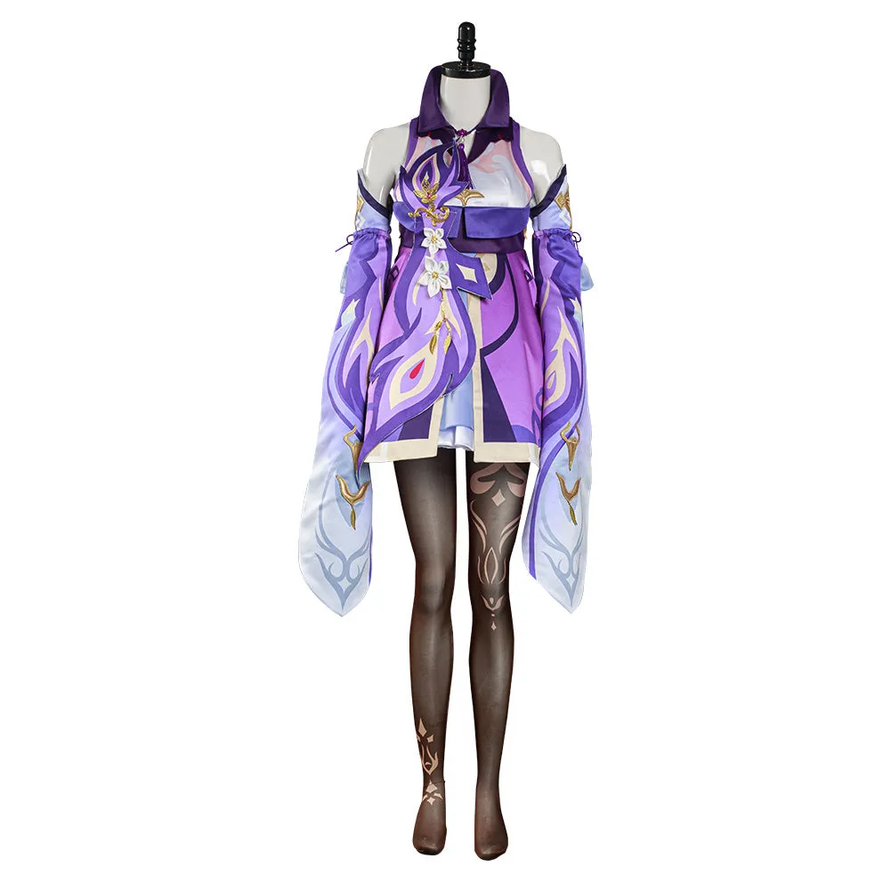 Genshin Impact Keqing Dress Outfits Halloween Carnival Suit Cosplay Costume