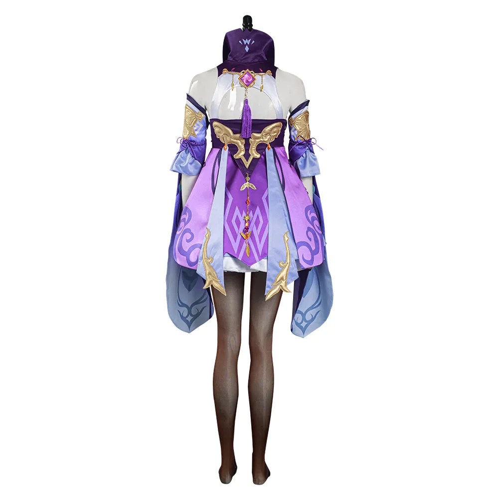 Genshin Impact Keqing Dress Outfits Halloween Carnival Suit Cosplay Costume