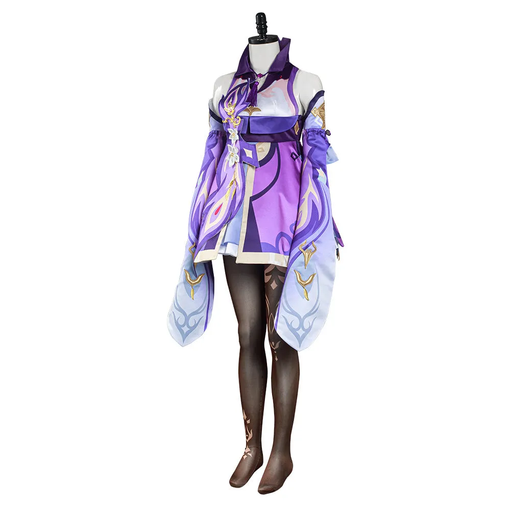 Genshin Impact Keqing Dress Outfits Halloween Carnival Suit Cosplay Costume