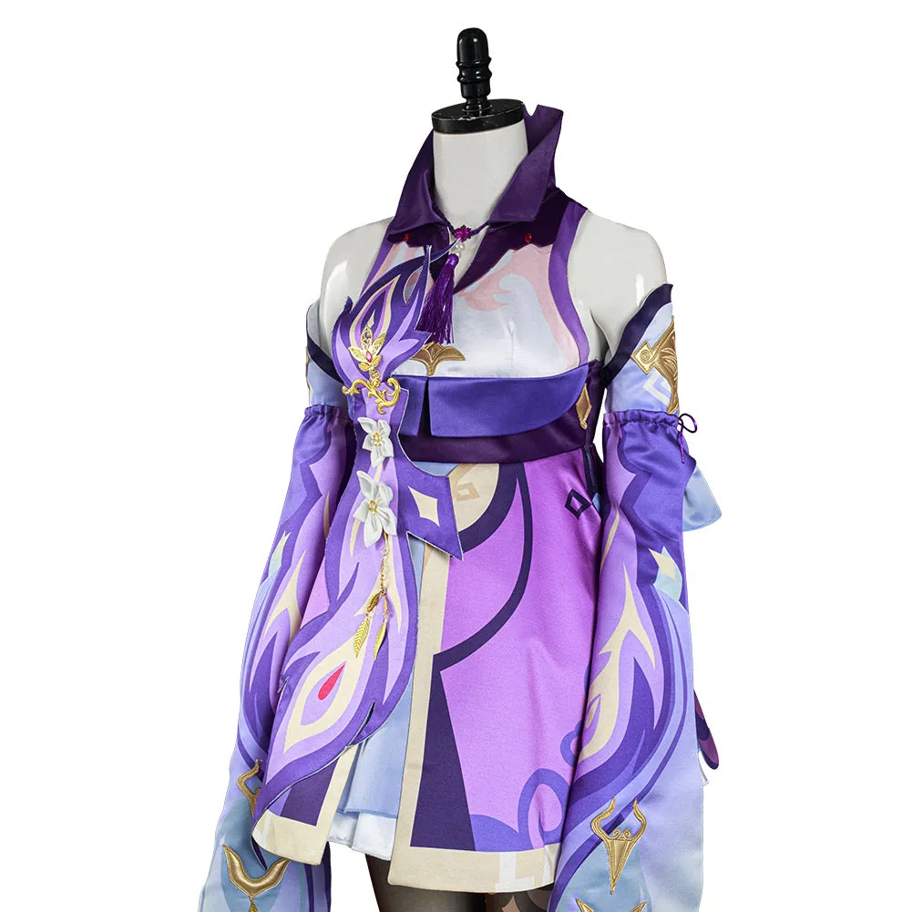 Genshin Impact Keqing Dress Outfits Halloween Carnival Suit Cosplay Costume