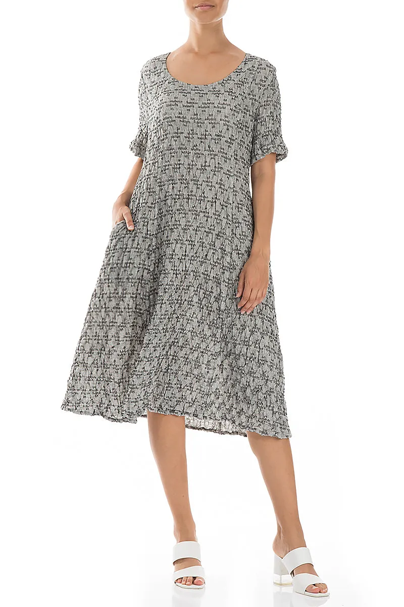 Geometric Texture Grey Linen Dress