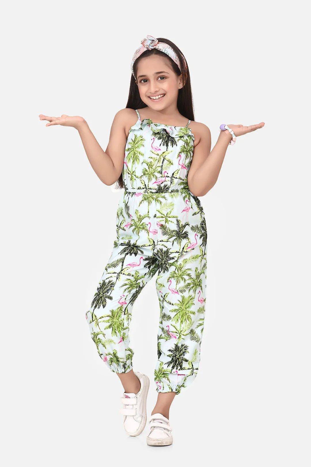 Gilr's Flamingo Print Jumpsuit - StyleStone Kid