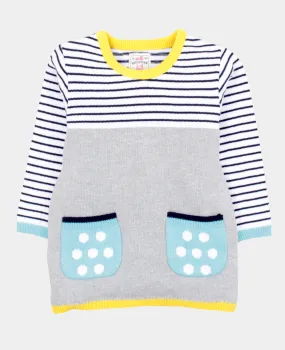 Girls Striped Block Sweater Dress