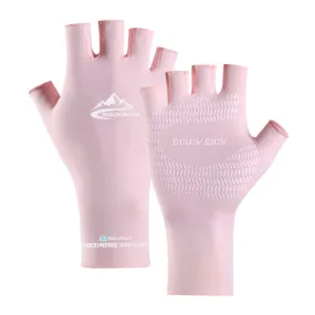 GOLOVEJOY XG24 Ice Silk Sun Protection Gloves Outdoor Cycling Anti-Skid Quick-Drying Half-Finger Gloves, Size: L(Pink)