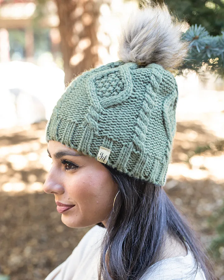 Grace & Lace Spruce Cable Knit Beanie