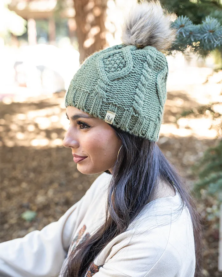 Grace & Lace Spruce Cable Knit Beanie