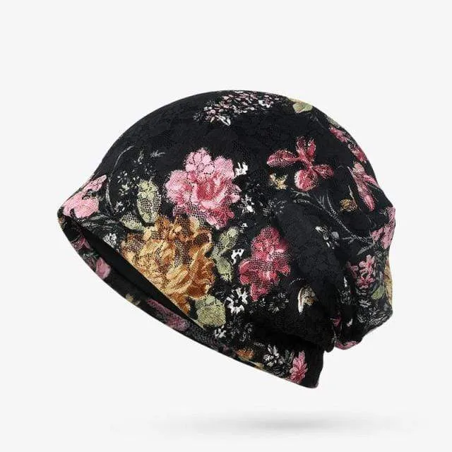 Haley Floral Casual Beanie Hat