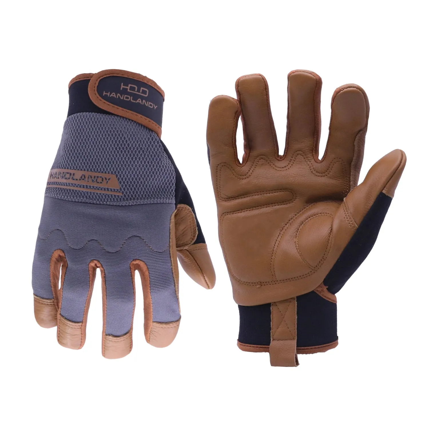 Handlandy Leather Work Gloves Utility Safety Driver Cowhide Palm 6169