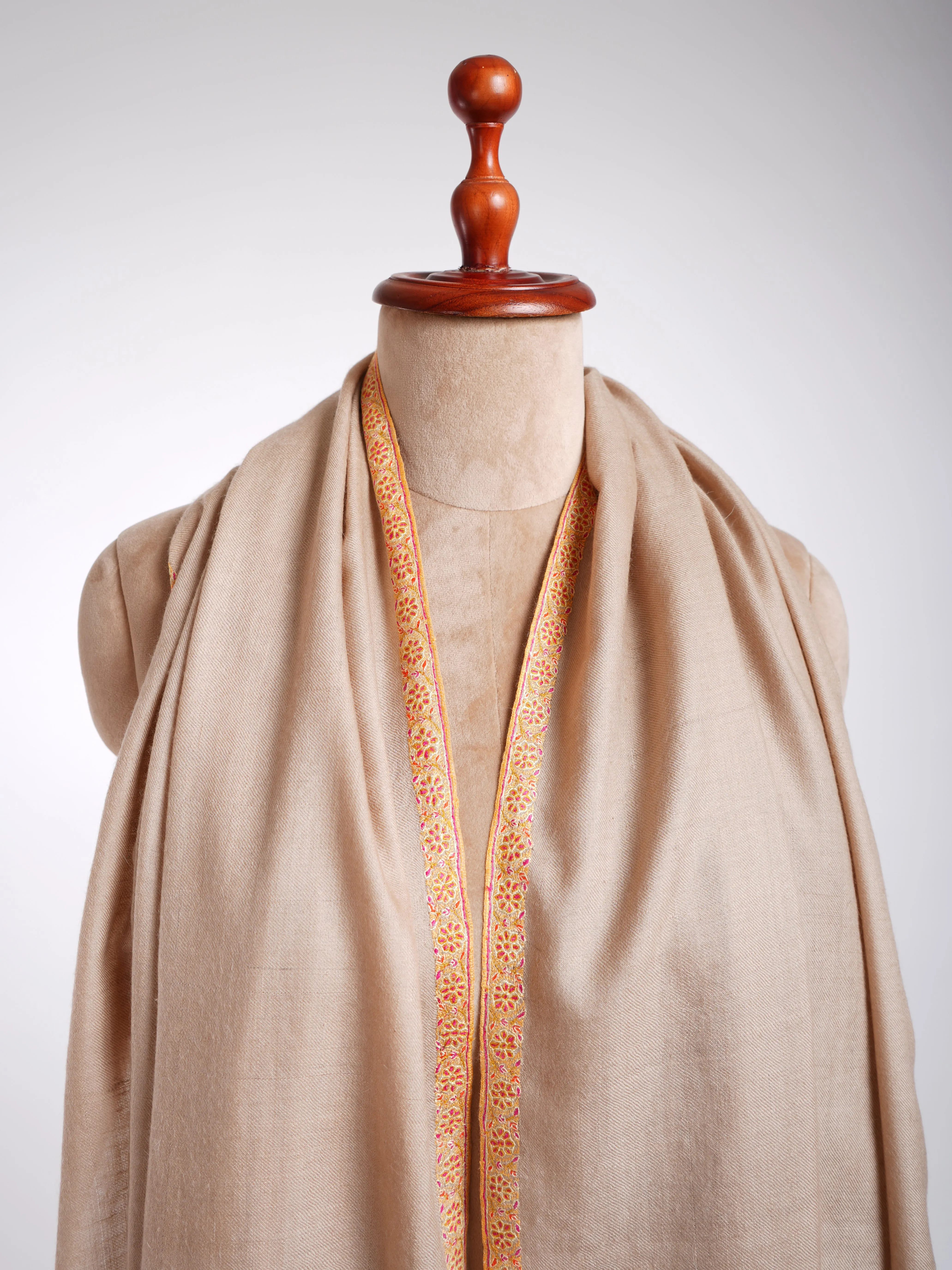 Hashia Dar Pure Pashmina Shawl Tender Peach