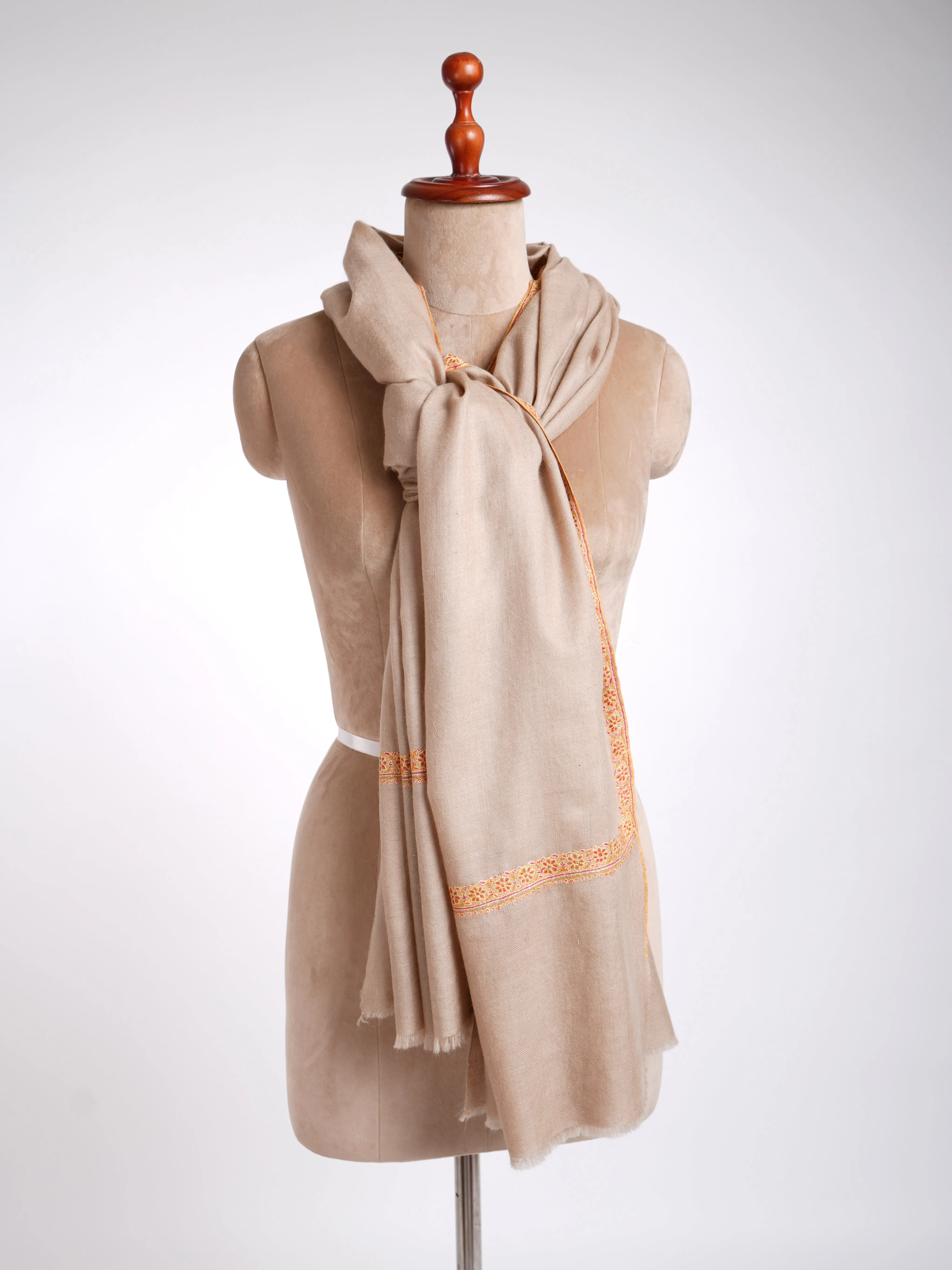 Hashia Dar Pure Pashmina Shawl Tender Peach