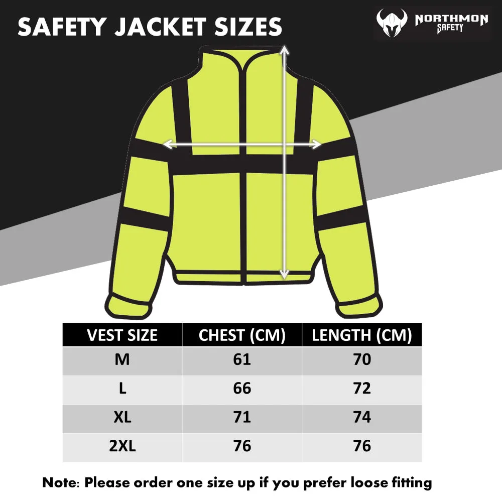 Hi Vis Waterproof Winter Bomber Jacket - ANSI Class 3 - Safety Hi-Vis Lime