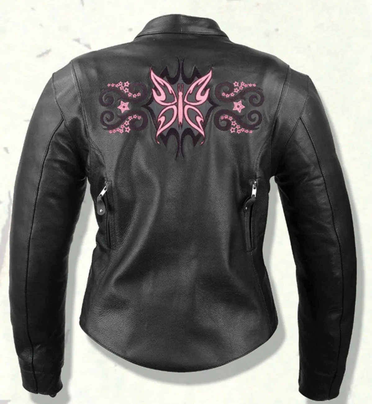 Hot pink butterfly leather jacket - Reflective