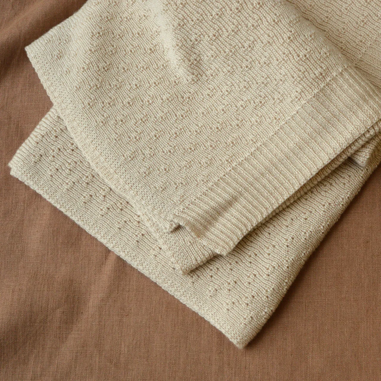 Hvid Dora Thick Rib Knit Baby Blanket - 100% Merino Wool - Oat (75x100cm) *Returning Soon