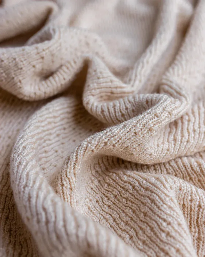 Hvid Dora Thick Rib Knit Baby Blanket - 100% Merino Wool - Oat (75x100cm) *Returning Soon