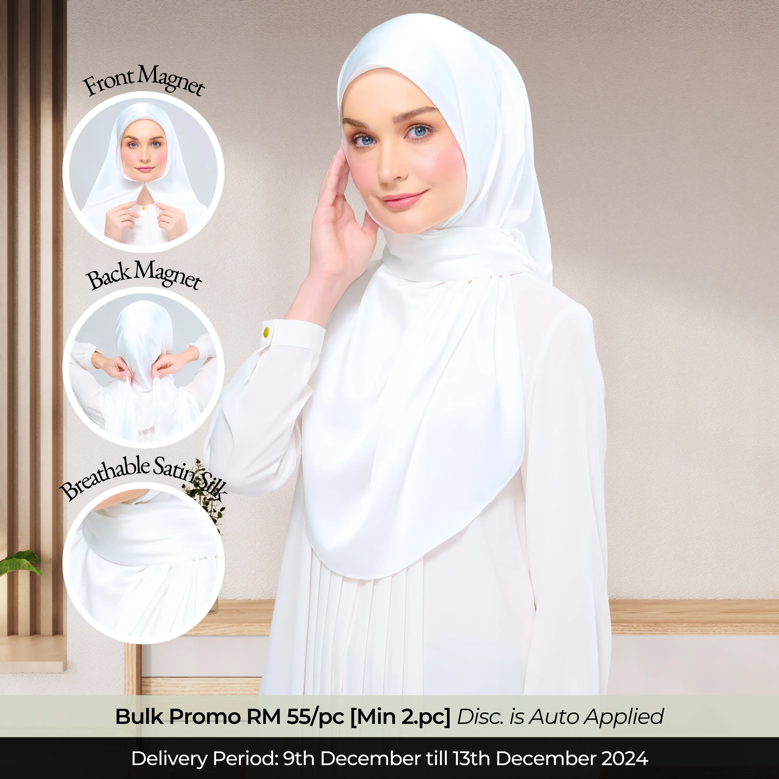 Instant Tag n' Go Shawl  | Satin Silk in Bridal White