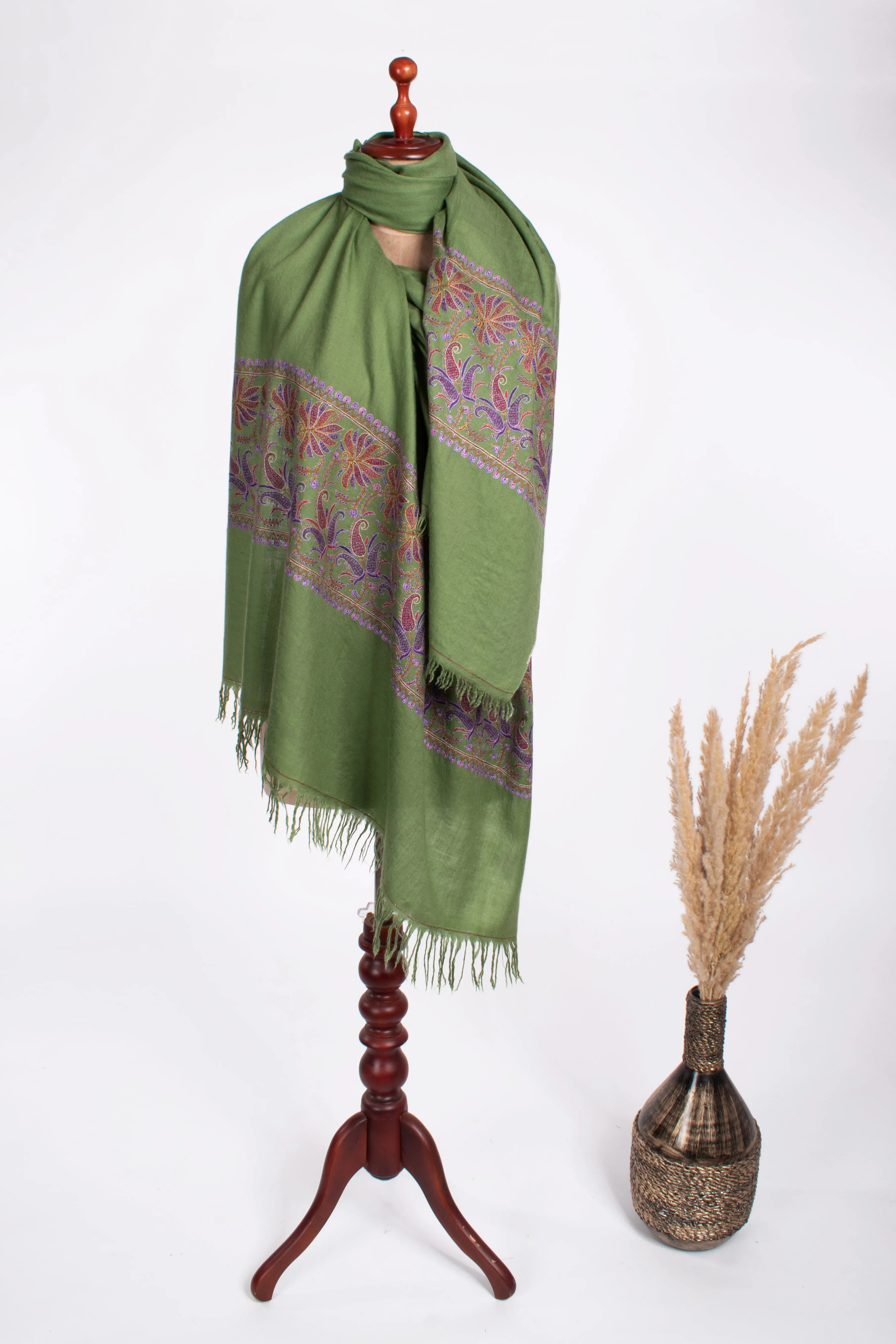 Jade Green Glamorous Pashmina Shawl